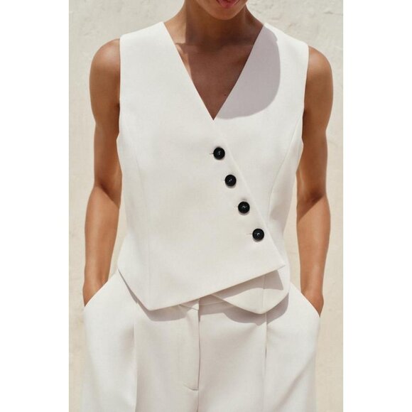 ZARA WIDE WAISTCOAT JUMPSUIT - Picture 4 of 10